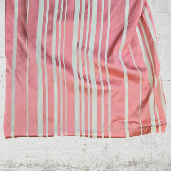 Trina Turk Pink White Striped Ruffle Neck Sleeveless Straight Mini Dress Size 10 - Picture 4 of 10